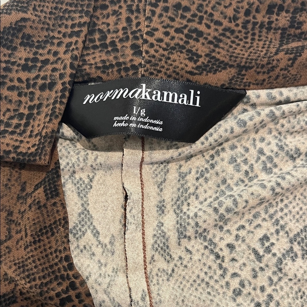 Norma Kamali Brown Snake-Print Long Sleeve Faux Wrap Dress - Picture 6 of 8